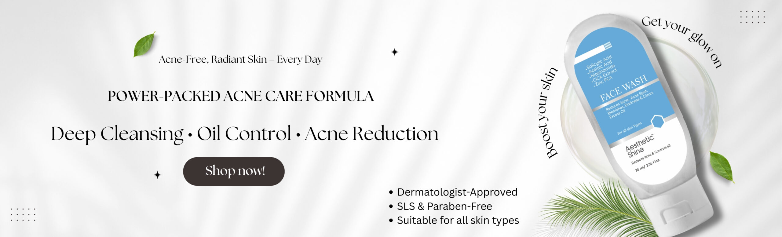 White Black Modern Natural Skincare Products Banner